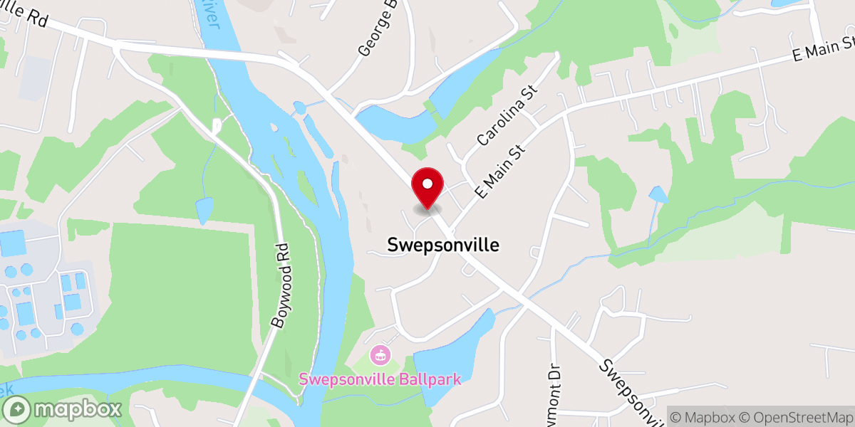 Map showing location of Town of Swepsonville, NC