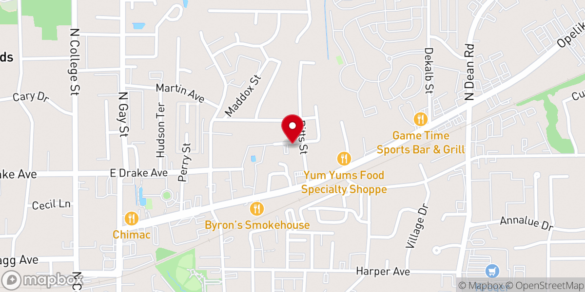 Map showing location of Ebenezer Baptist Church