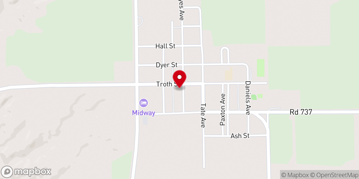 Map showing location of Bethel Baptist Church