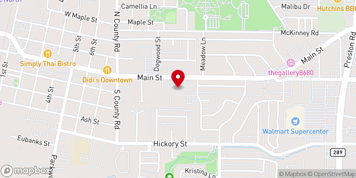 Map showing location of Frisco First Baptist Church