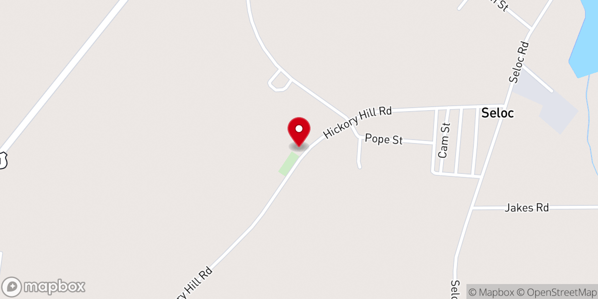 Map showing location of Hickory Grove Freewill Baptist Church