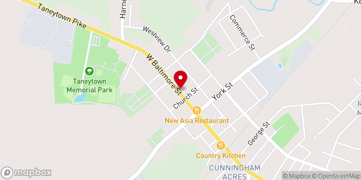 Map showing location of Trinity Evangelical Lutheran Church