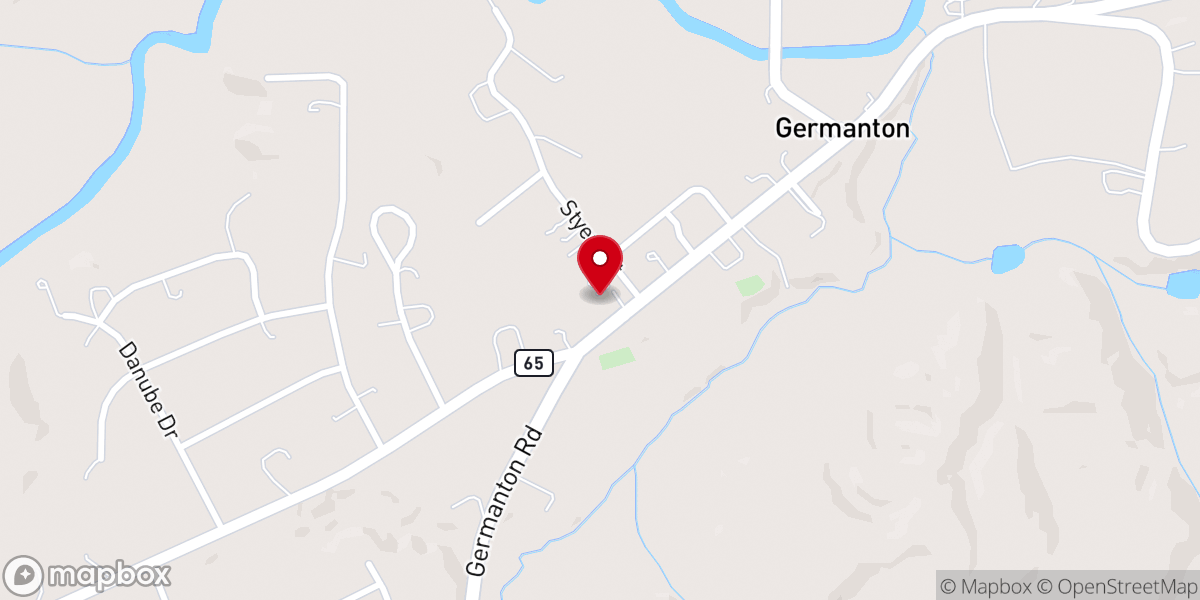 Map showing location of Germanton Baptist Church