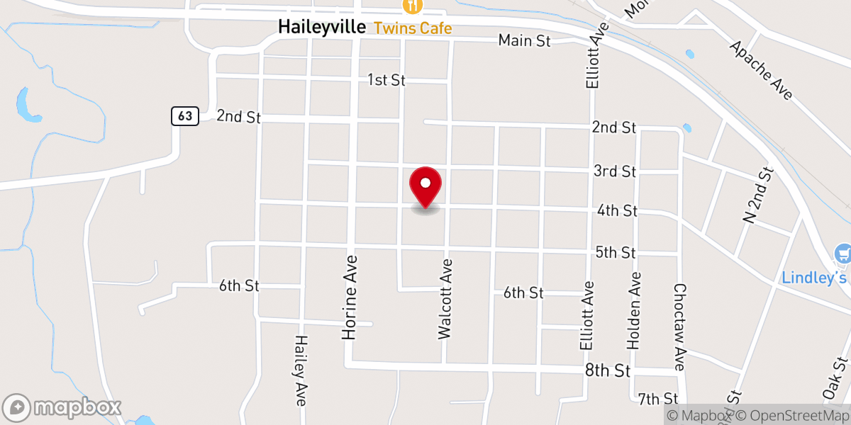 Map showing location of Assembly of God Church