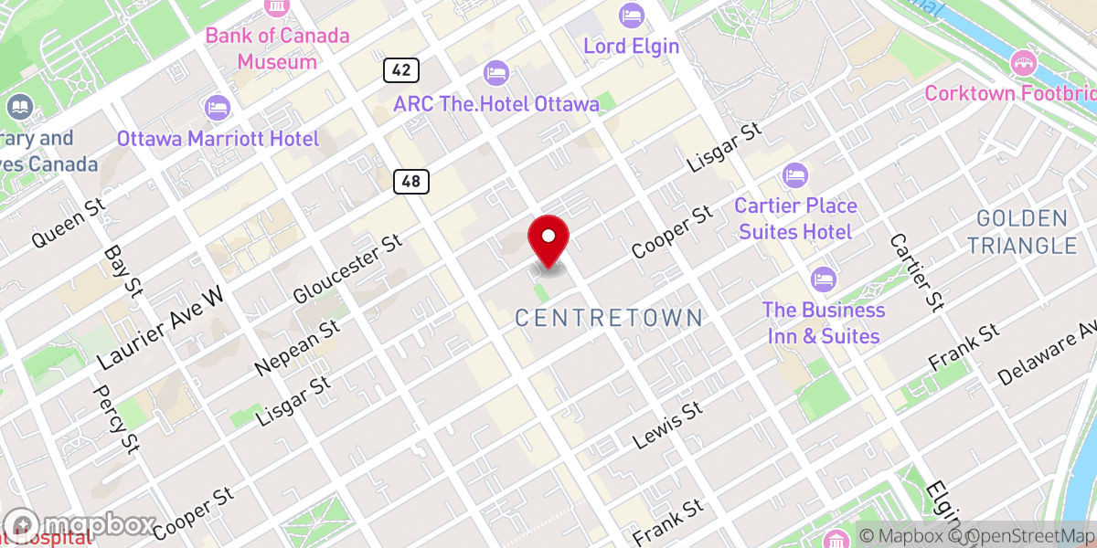 Map showing location of Carleton Dominion-Chalmers Centre