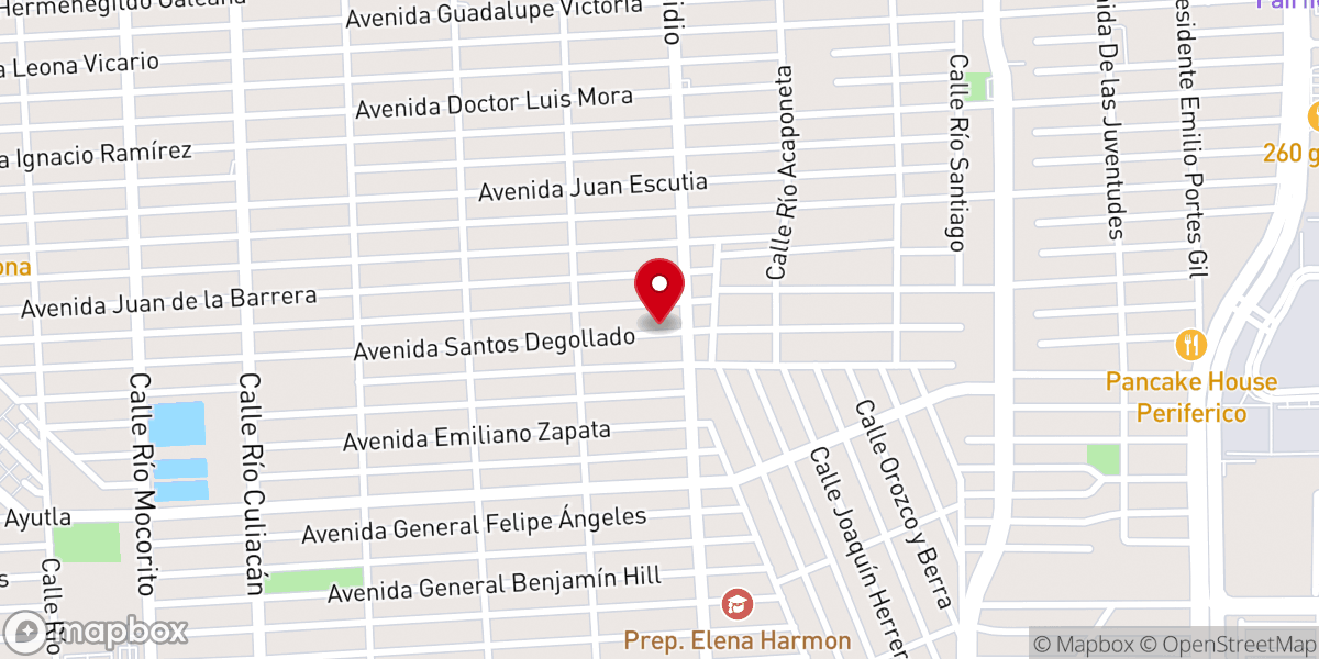 Map showing location of Templo Sinaí