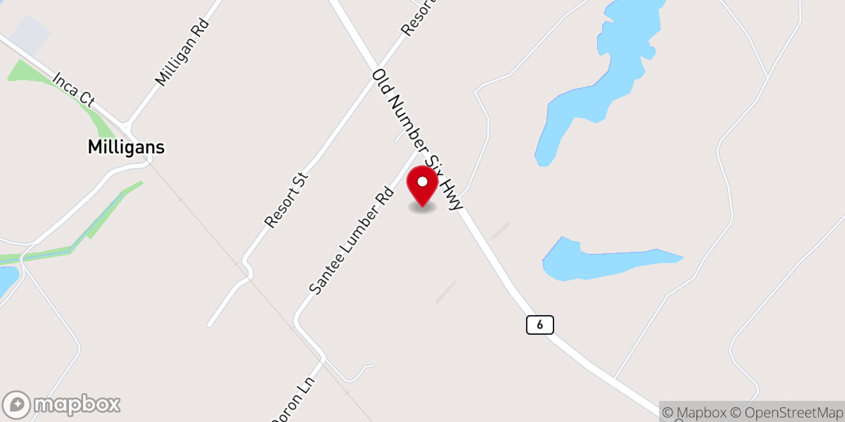 Map showing location of Santee Bible Baptist Church