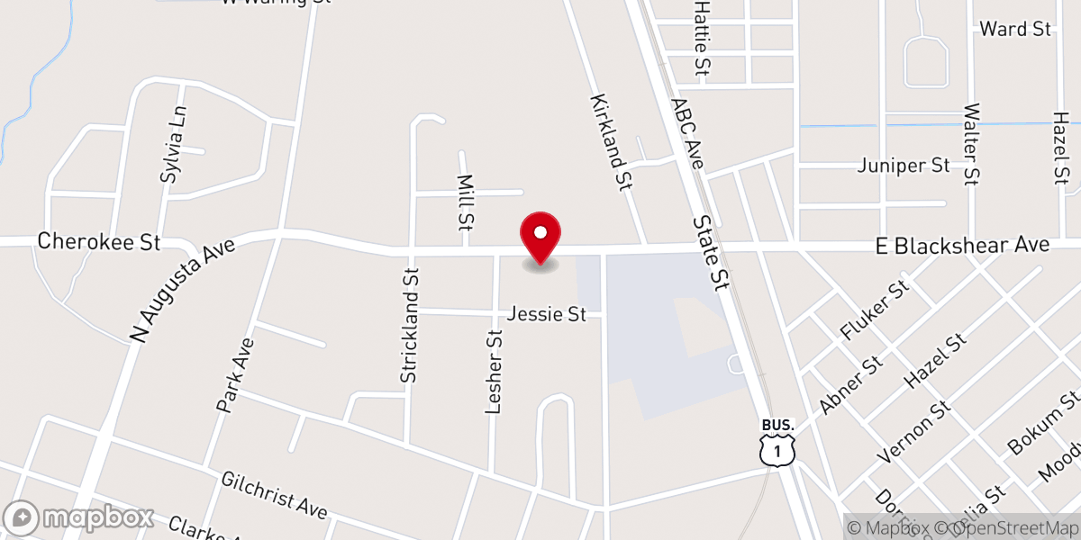 Map showing location of Waycross Community Baptist Church