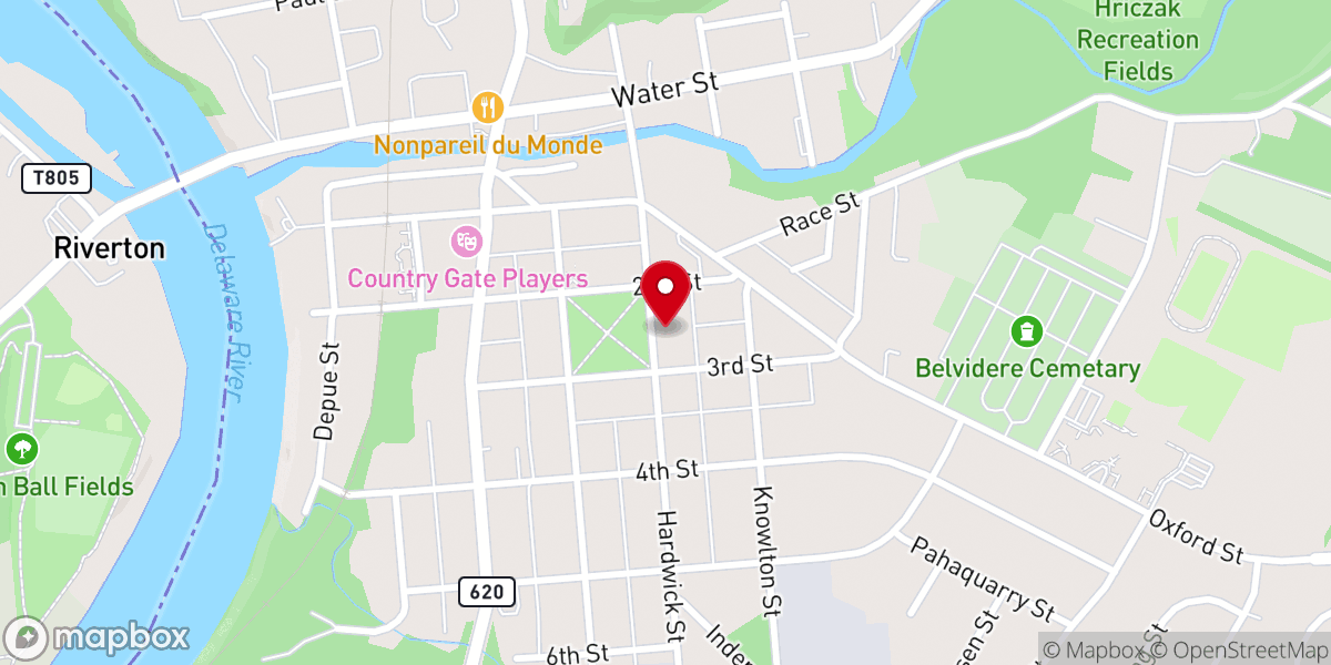 Map showing location of Belvidere United Methodist Church