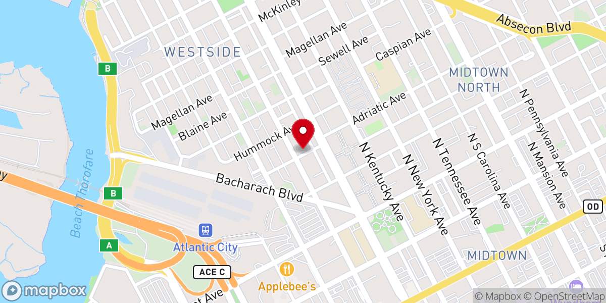 Map showing location of Turning Point Day Center for the Homeless