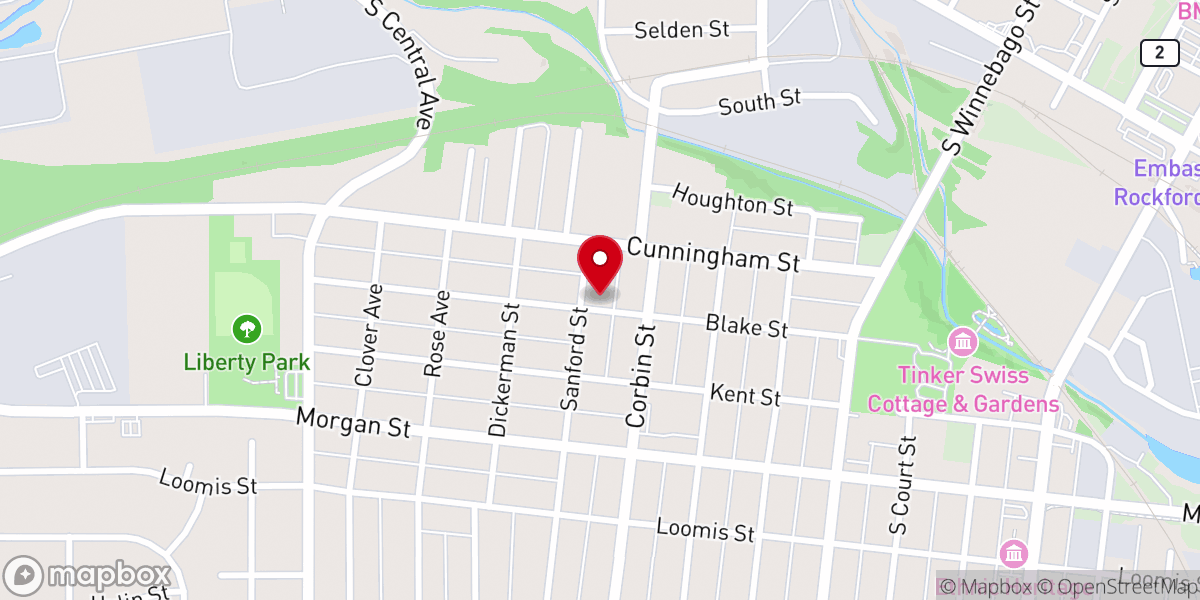 Map showing location of Victory Outreach Rockford