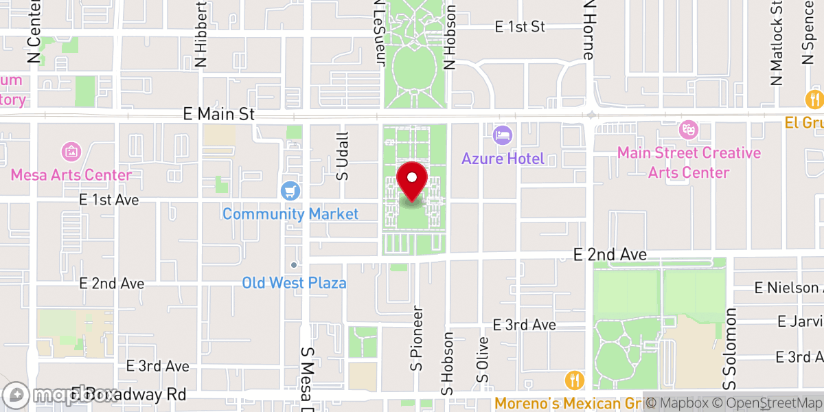 Map showing location of Mesa Arizona Temple
