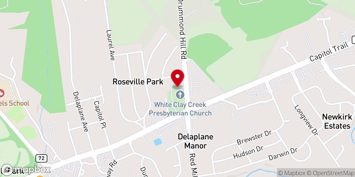 Map showing location of White Clay Creek Presbyterian