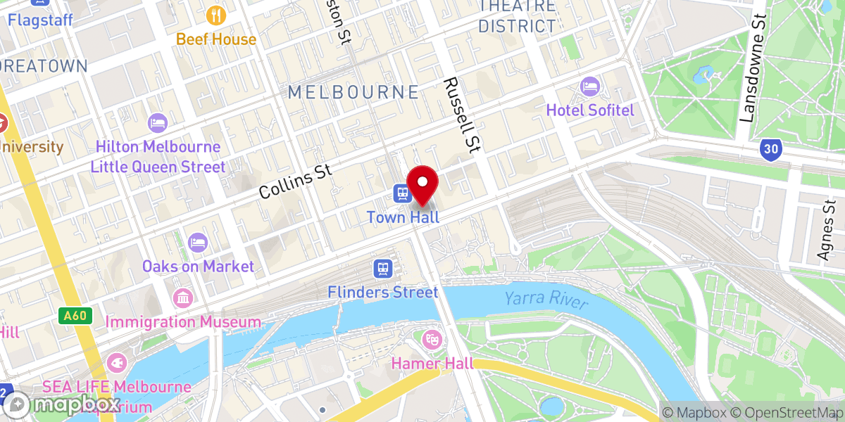 Map showing location of St Paul's Cathedral, Melbourne