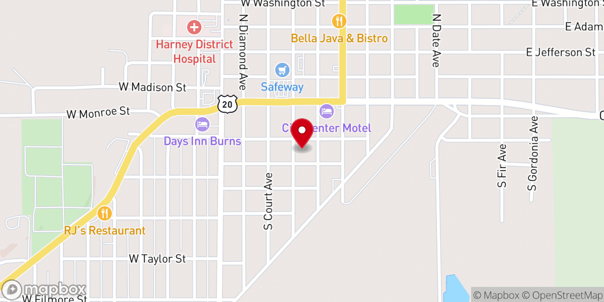 Map showing location of Burns Christian Church Thrift Shop