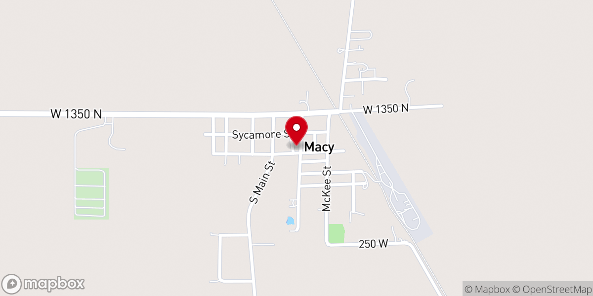 Map showing location of Macy Christian Church