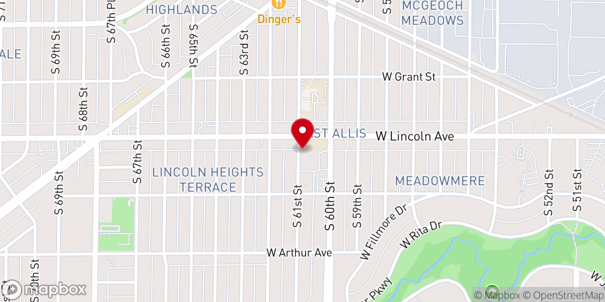 Map showing location of St Barnabas Congregation - St. Rita site - West Allis