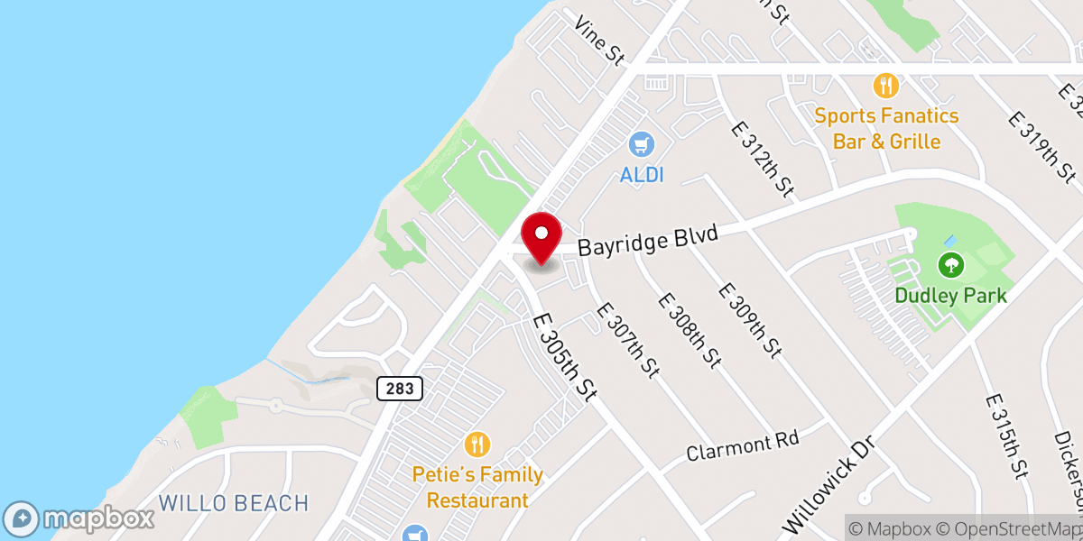 Map showing location of Shoregate United Methodist Church