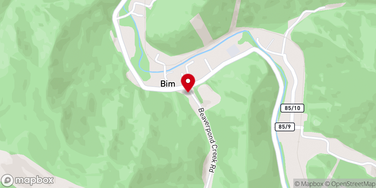 Map showing location of Bim Freewill Baptist Church