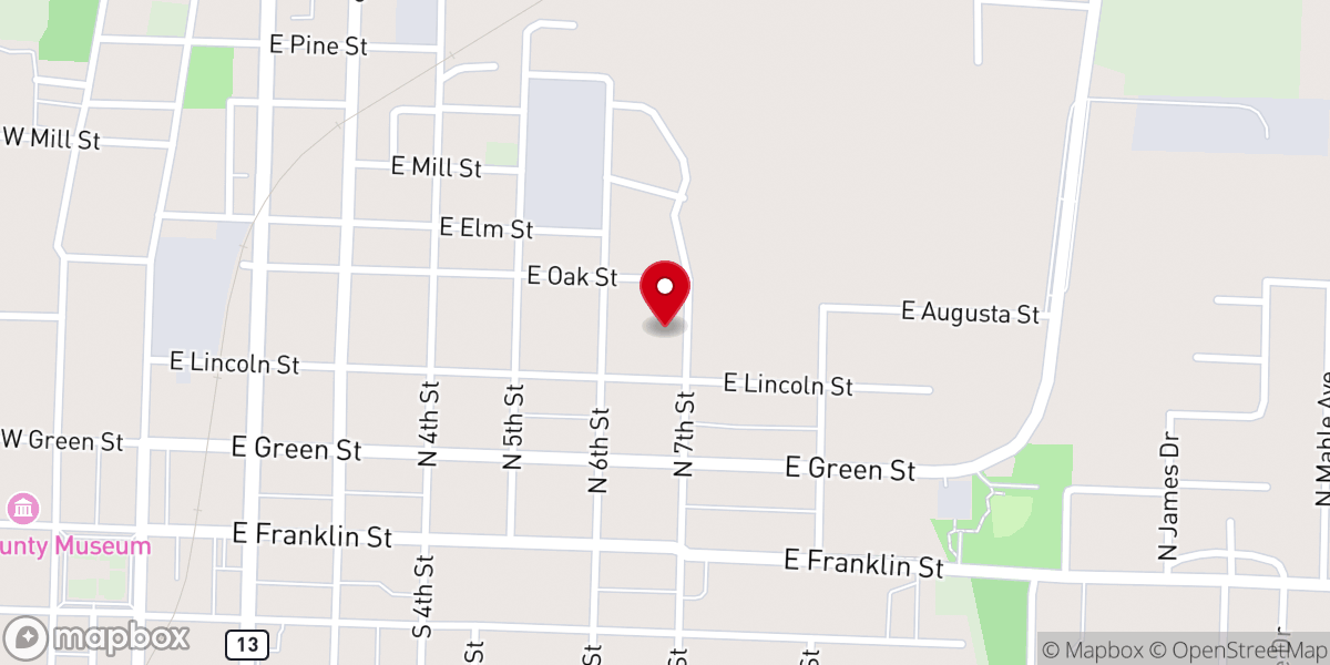 Map showing location of Northeast Baptist Church