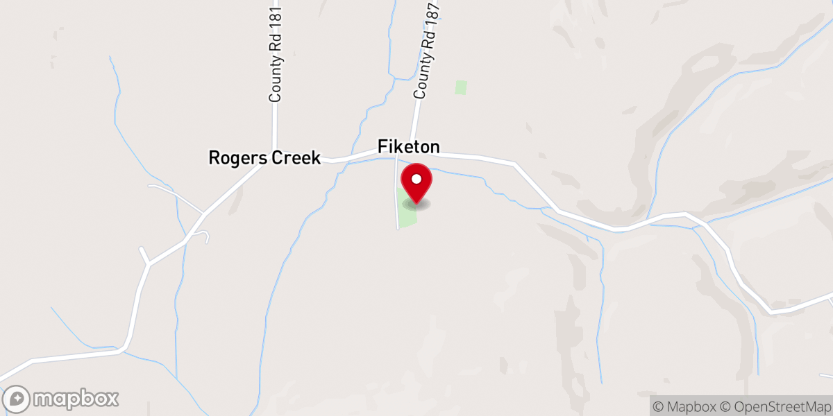 Map showing location of Rogers Creek Baptist Church