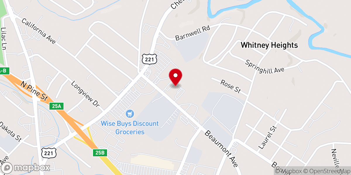 Map showing location of Beaumont Baptist Church