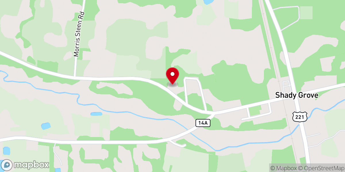 Map showing location of Shady Grove Baptist Church