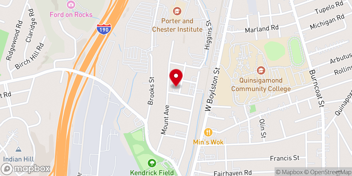 Map showing location of Christian Life Center of Worcester