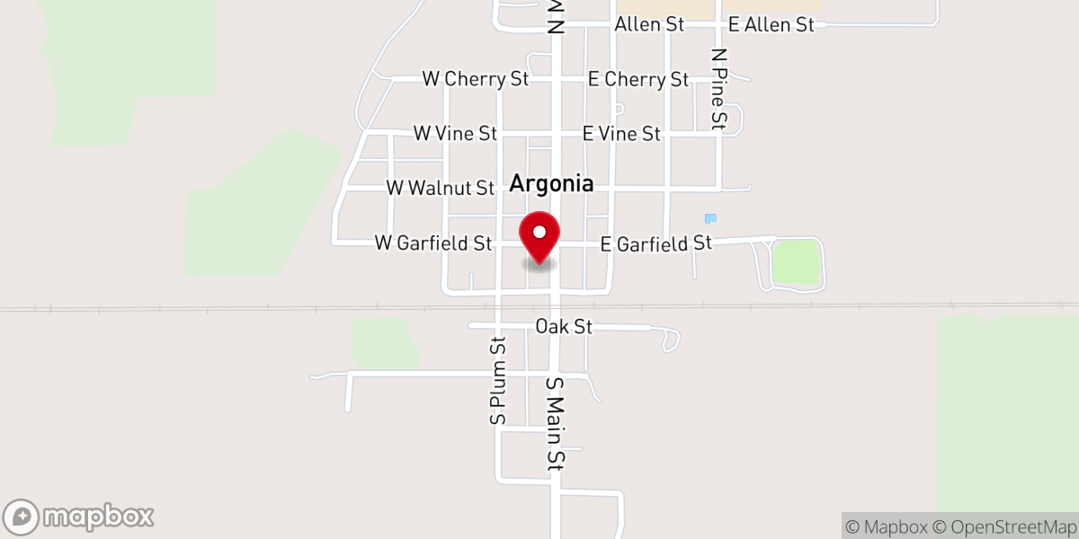 Map showing location of Argonia Bible Church