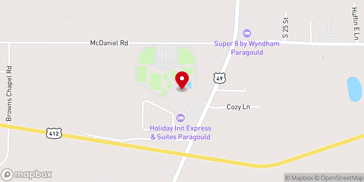 Map showing location of Paragould Community Center