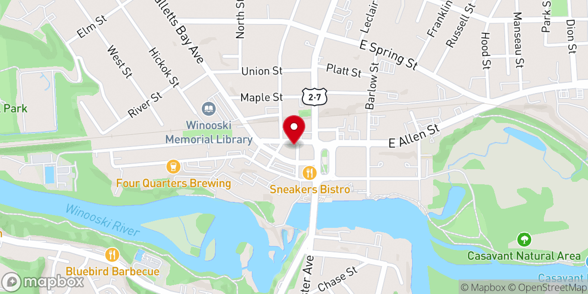 Map showing location of Methodist Episcopal Church of Winooski
