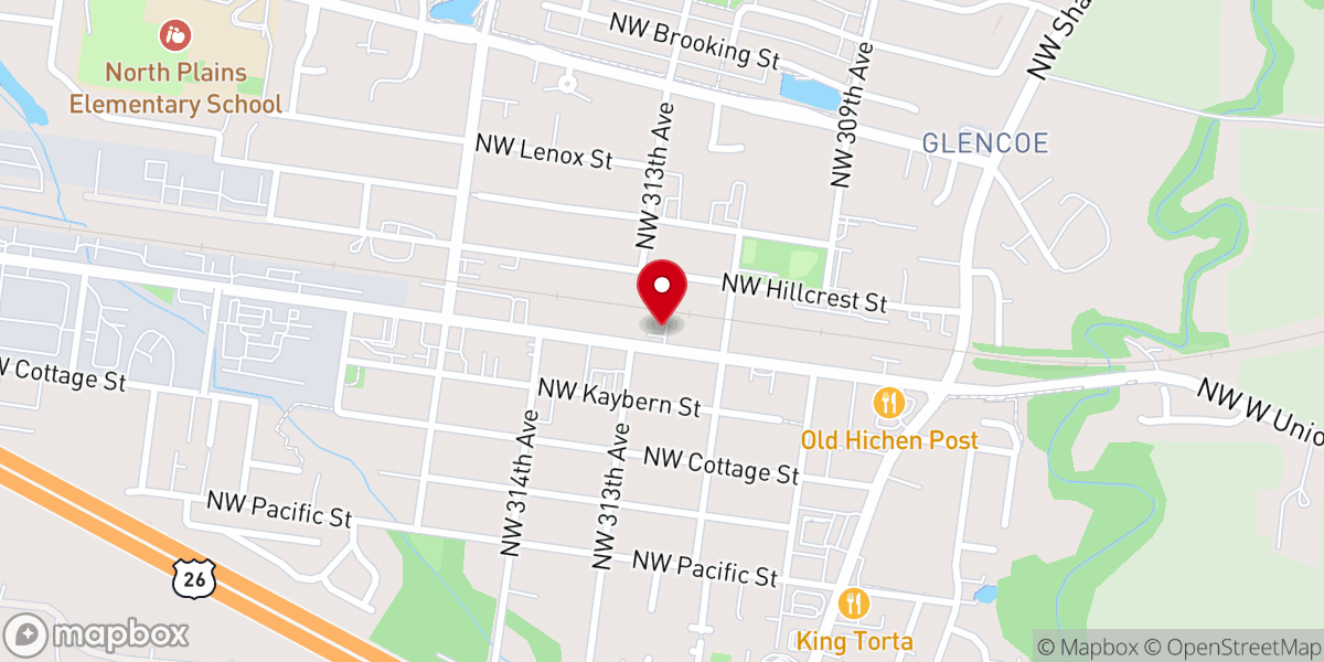 Map showing location of North Plains Christian Church