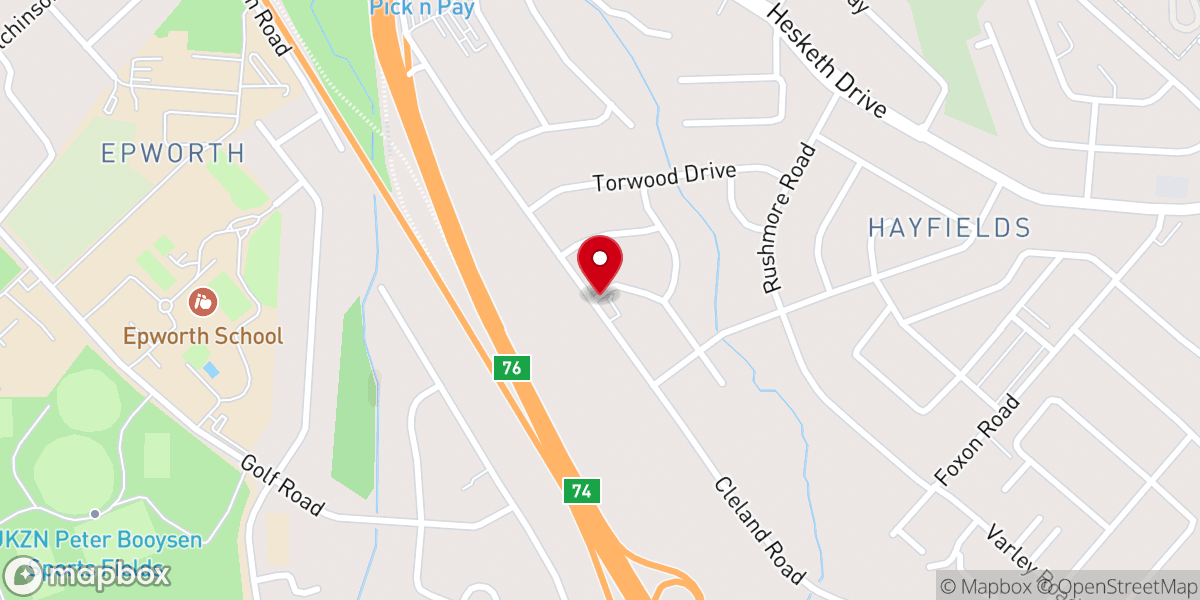 Map showing location of Wesley Methodist Church