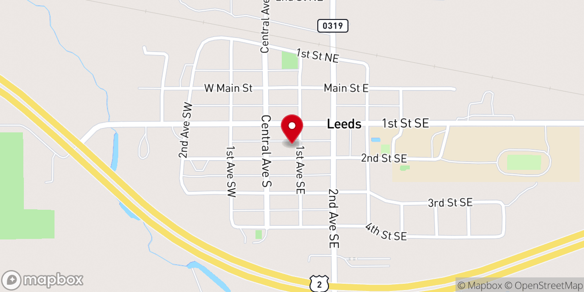 Map showing location of Leeds Lutheran Church
