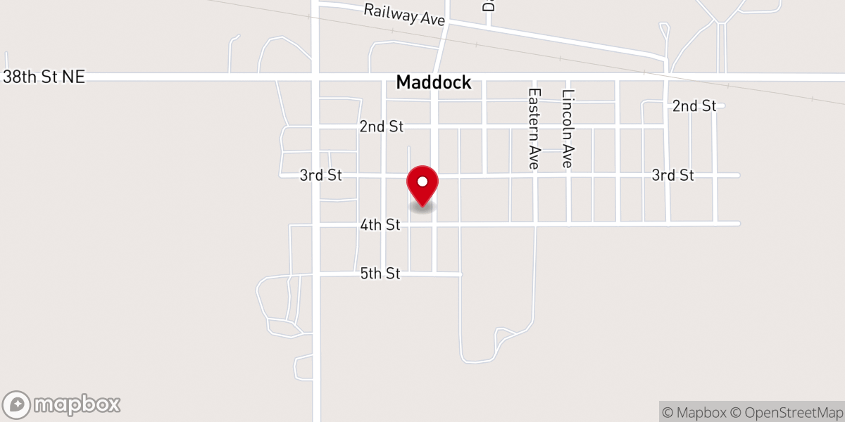 Map showing location of North Viking Lutheran Church