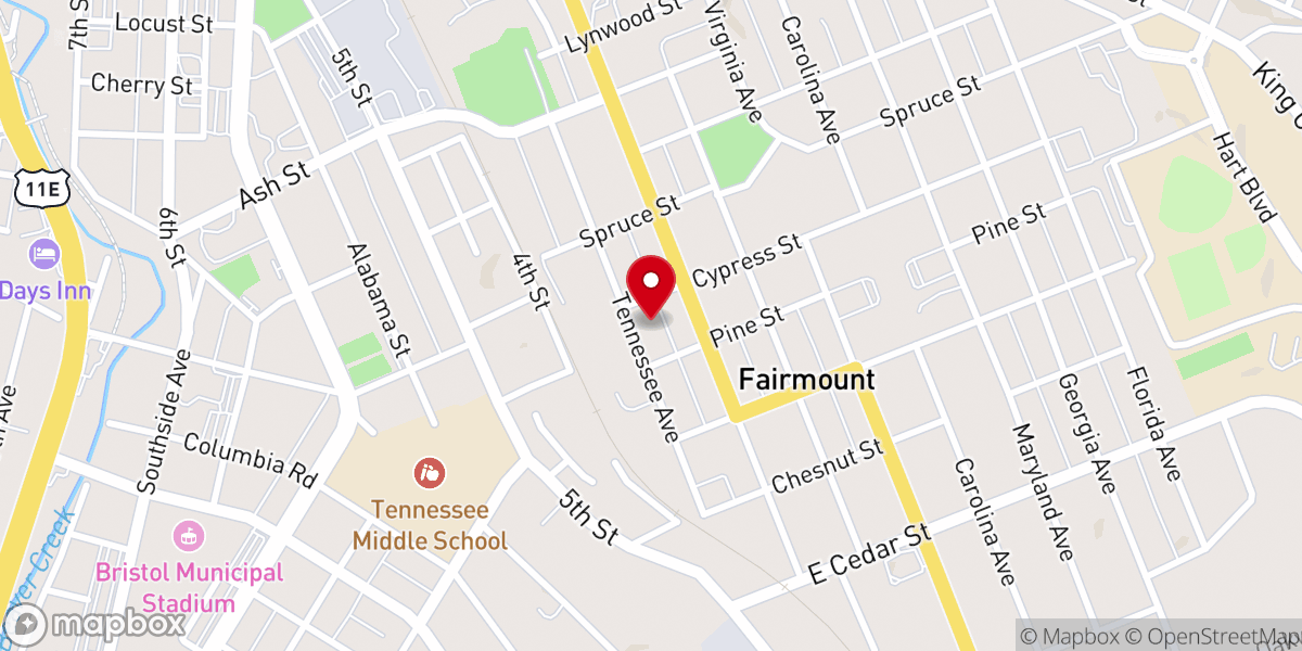 Map showing location of Tennessee Avenue Baptist Church