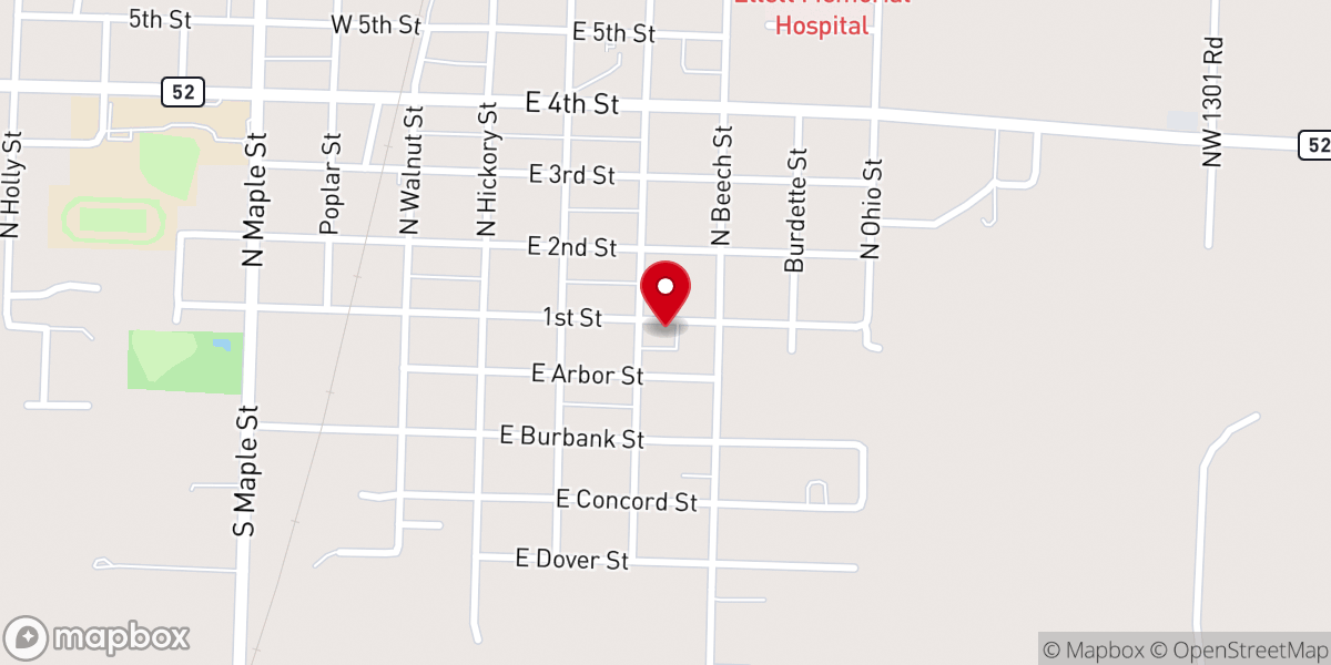 Map showing location of Trinity Lutheran Church