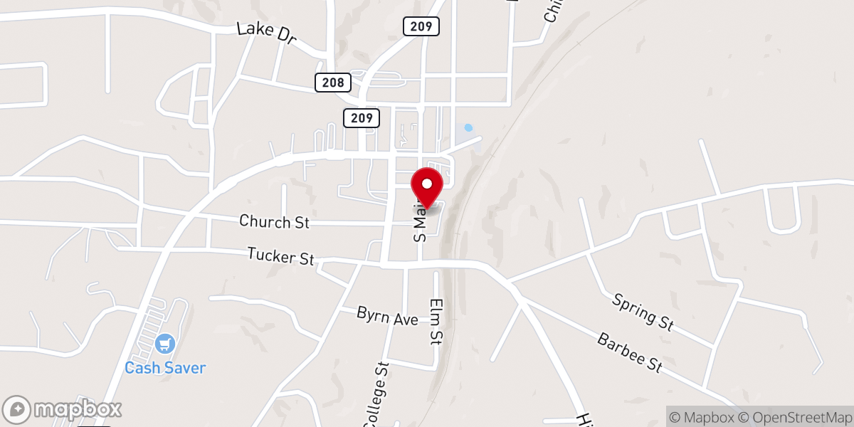 Map showing location of Ripley First United Methodist Church
