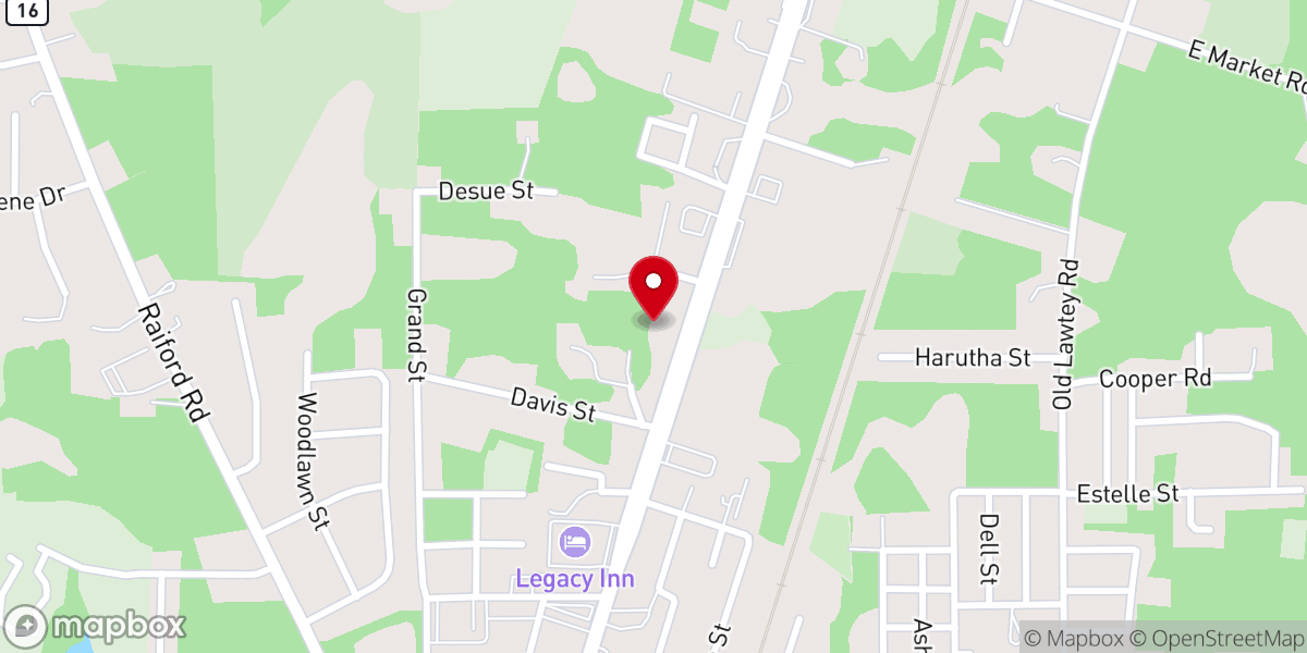 Map showing location of New Life Baptist Church