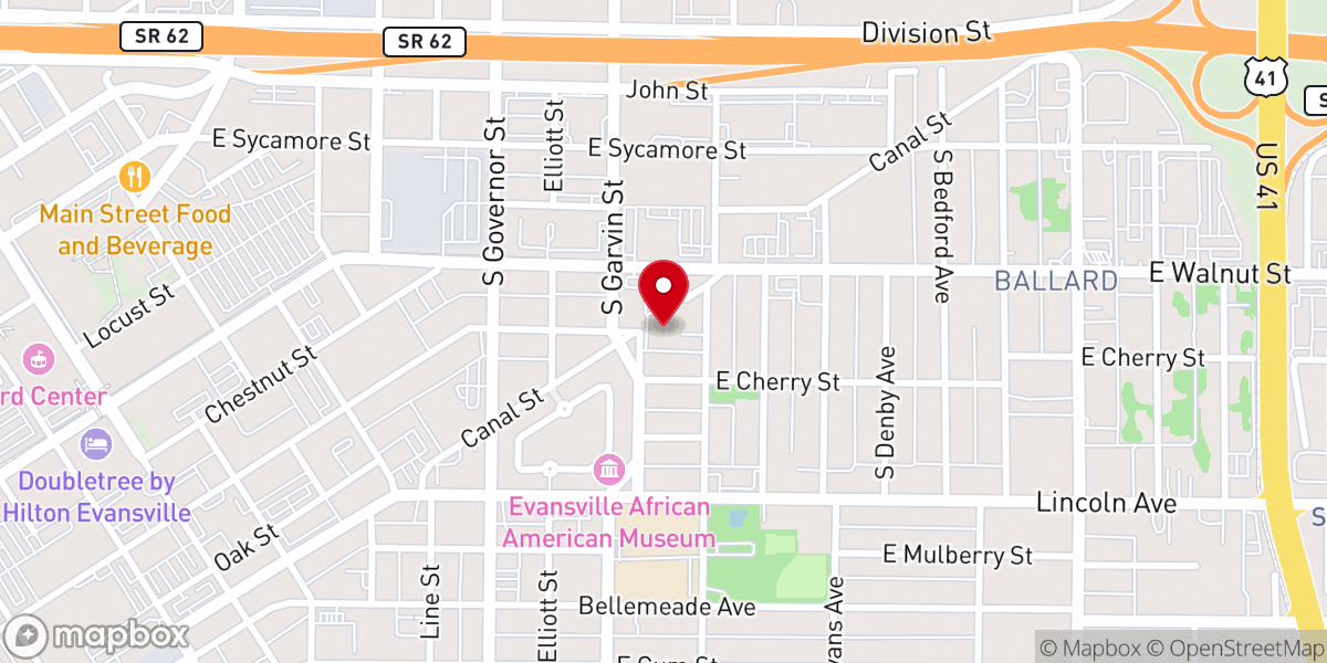 Map showing location of Memorial Baptist Church