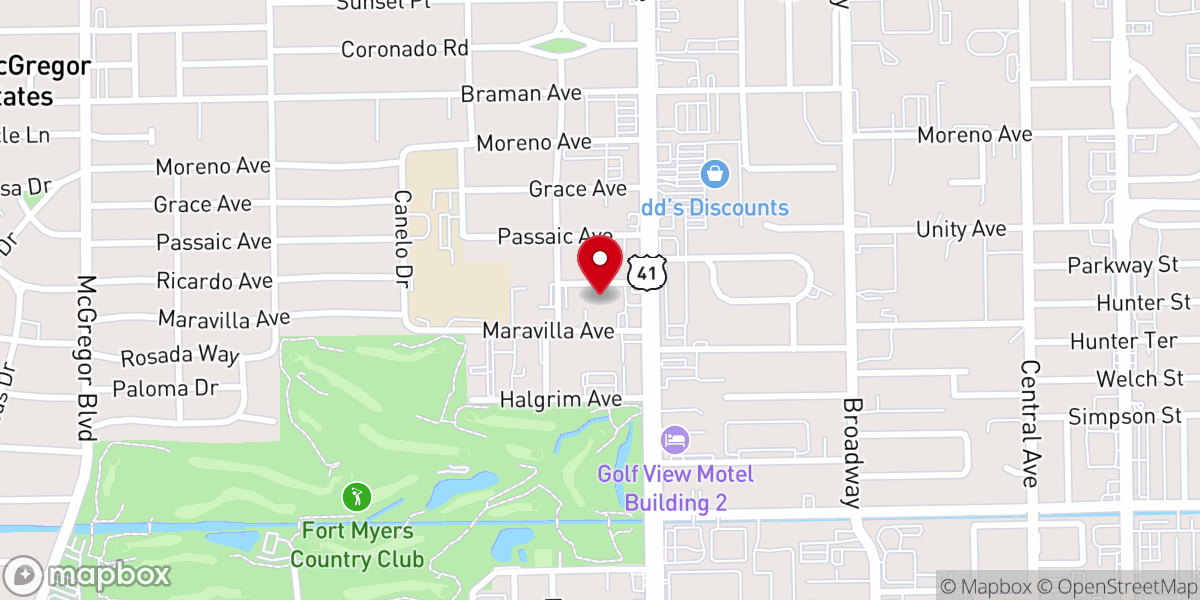 Map showing location of Assembly of God Korean Church of Ft Myers