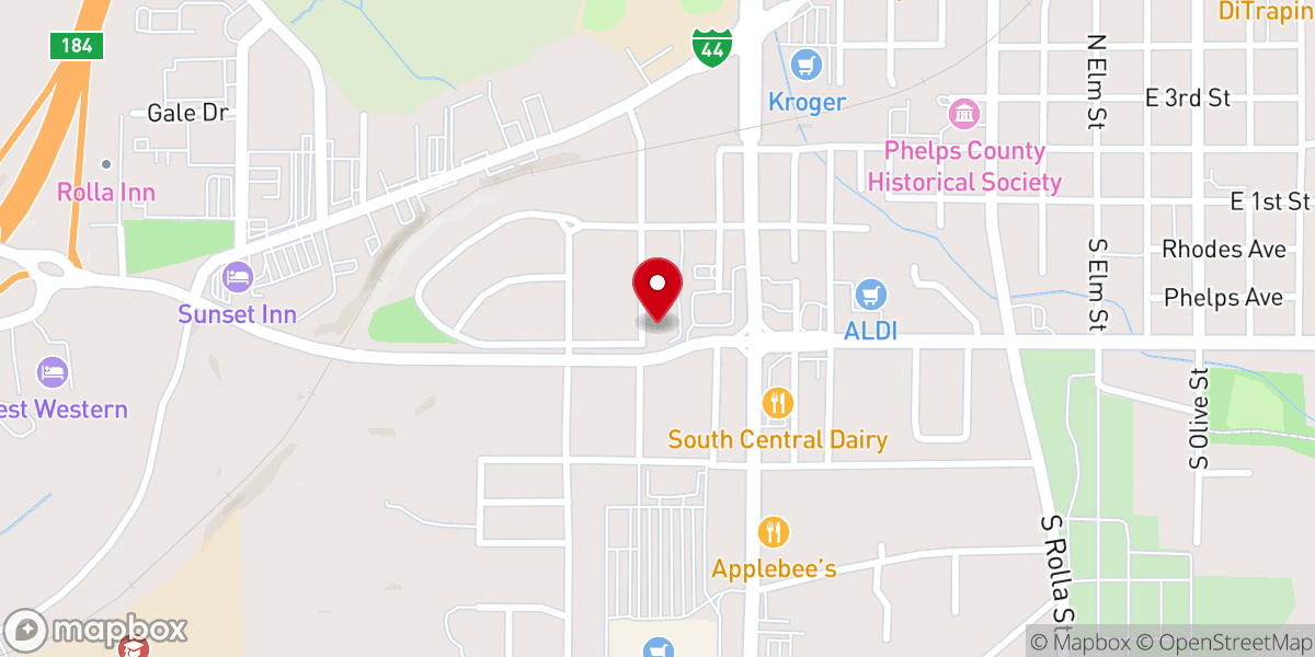 Map showing location of Ridgeview Christian Church