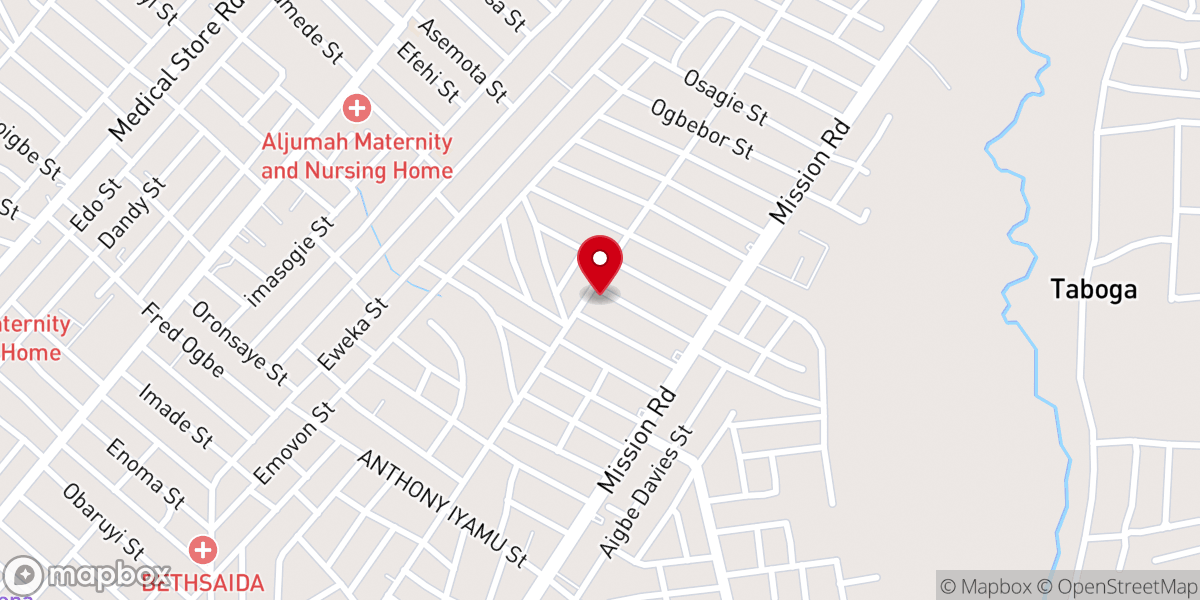 Map showing location of RCCG GLORY TABERNACLE ZONE. EDO PROVINCE 11 (RCCG)