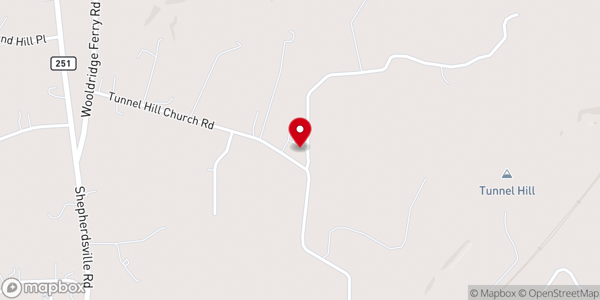 Map showing location of Tunnel Hill Church