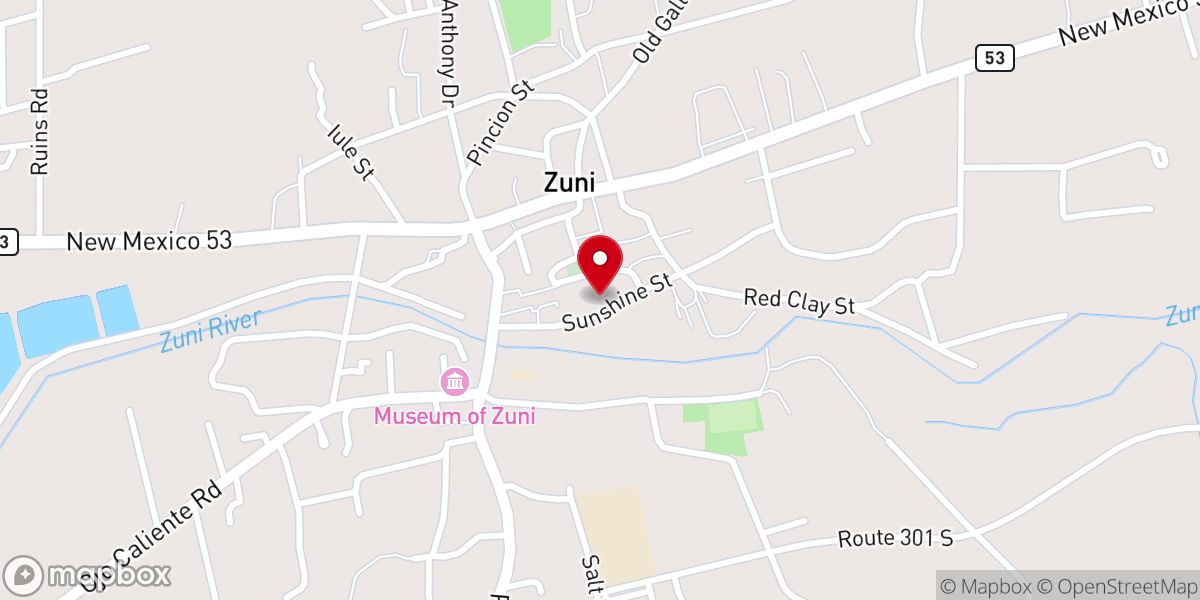 Map showing location of Zuni Mission Historic Site