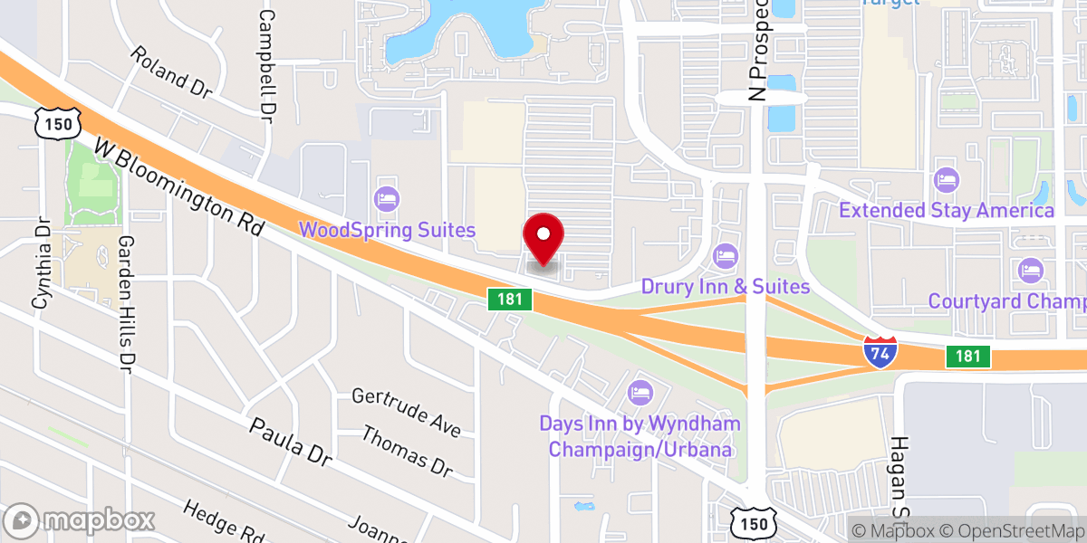 Map showing location of Iglesia El Shaddai Champaign