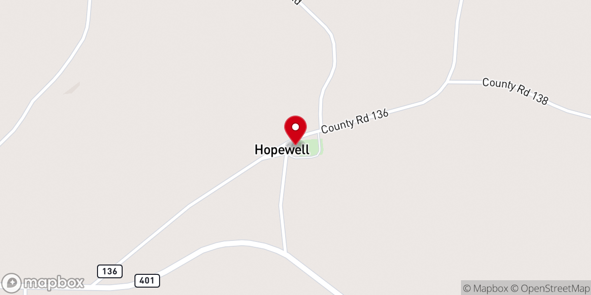 Map showing location of Hopewell UMC
