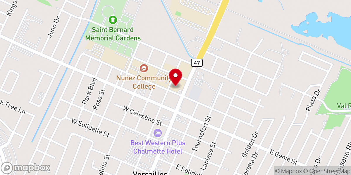 Map showing location of St. Bernard Chamber of Commerce
