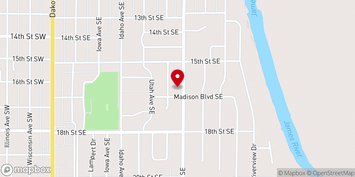Map showing location of Hope Lutheran Church