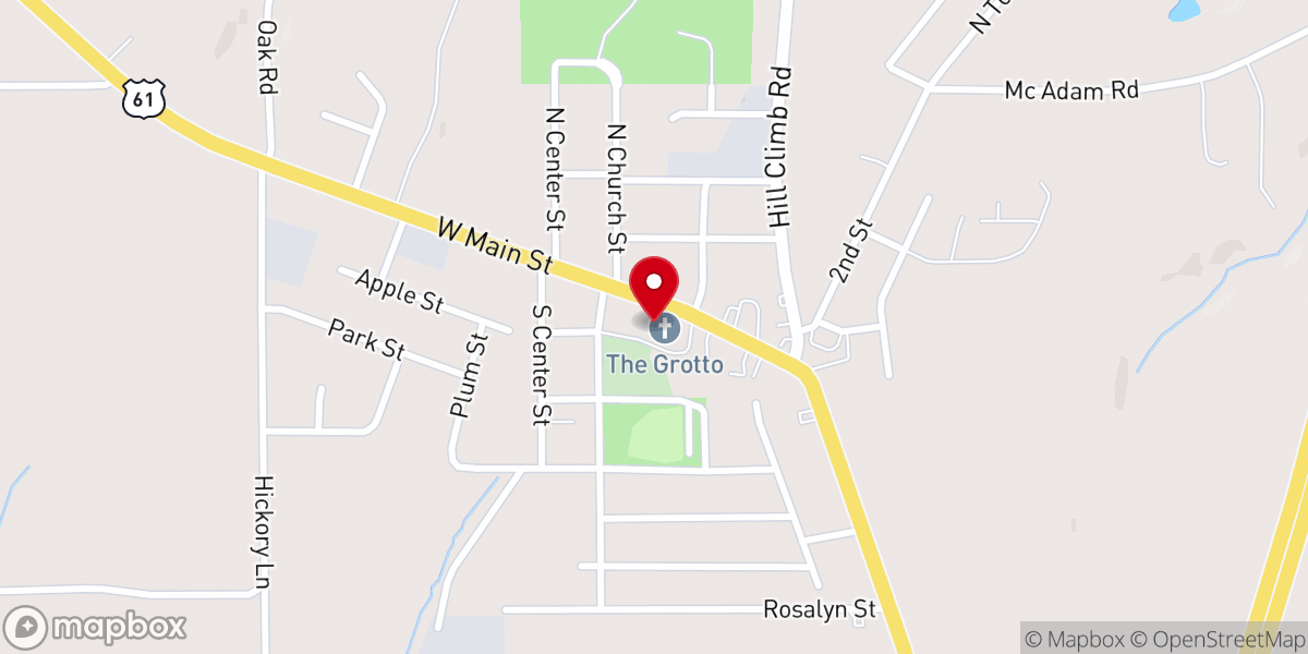 Map showing location of Dickeyville Grotto & Shrines- Gift Shop & Tours
